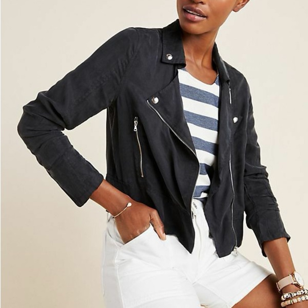 Anthropologie Blank NYC Morgan Moto Black Jacket size XSmall
